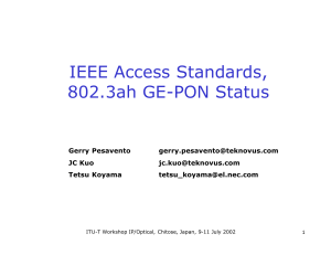 IEEE Access Standards, 802.3ah GE-PON Status