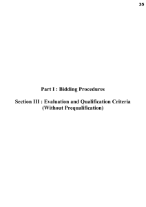 Part I : Bidding Procedures Section III : Evaluation and Qualification