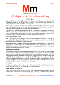 40 steps to better metric editing