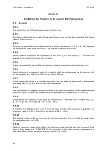 Guidelines for Notation to be used in