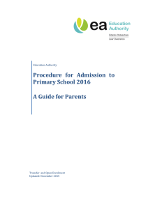 Procedure for Admission to Primary School 2016