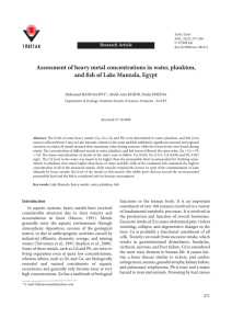 Assessment of heavy metal concentrations in water