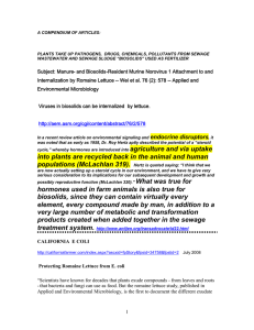 UPTAKE BY PLANTS OF SLUDGE POLLUTANTS