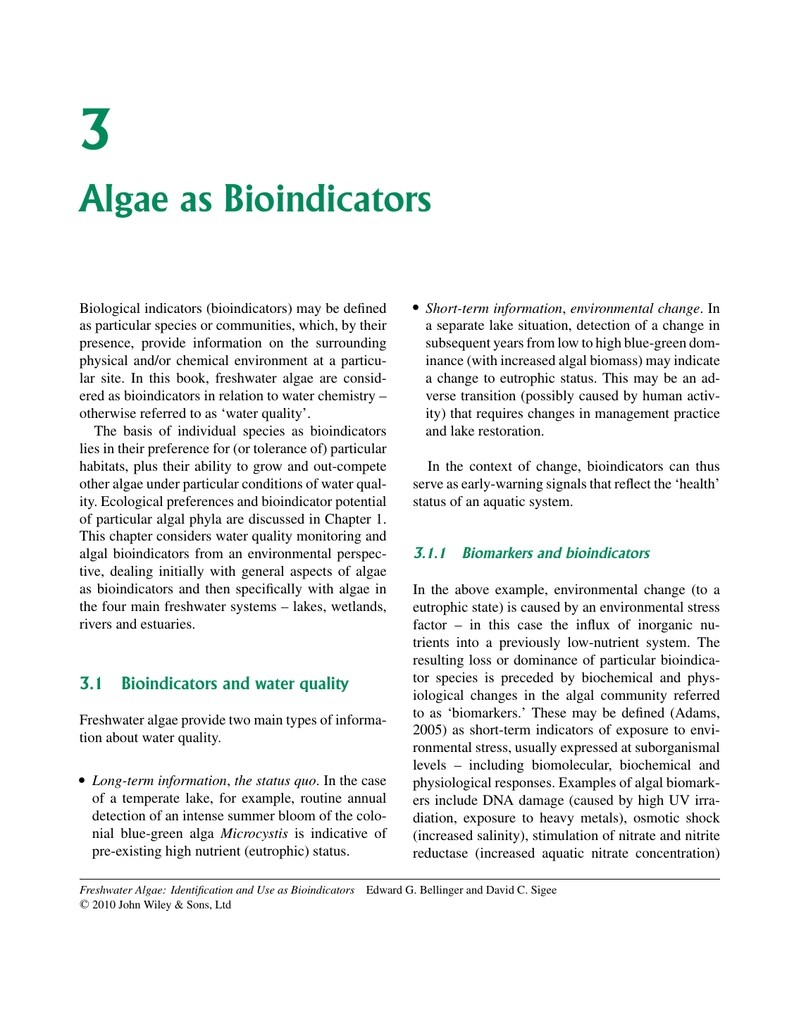 Freshwater Algae: Identification and Use as Bioindicators