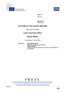 Outcome of the Council meeting - Council of the European Union