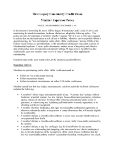 First Legacy Community Credit Union Member Expulsion Policy