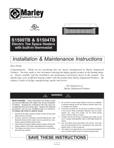 Toe Space Fan-Forced Heaters Instruction Manual