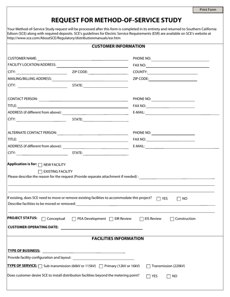 Method Of Service MOS Southern California Edison Method Of Service MOS Southern California Edison