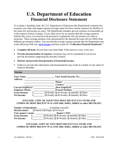 US Department of Education Financial Disclosure Statement