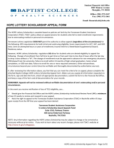 HOPE LOTTERY SCHOLARSHIP APPEAL FORM