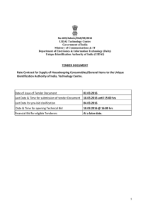 TENDER DOCUMENT Rate Contract for Supply of