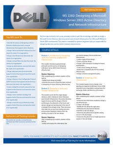 MS 2282: Designing a Microsoft Windows Server 2003 Active