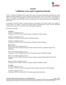 ETAP Validation Cases and Comparison Results