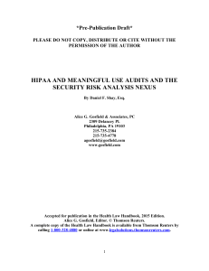 HIPAA and Meaningful Use Audits and The Security Risk Analysis