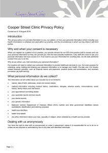 Cooper Street Clinic Privacy Policy