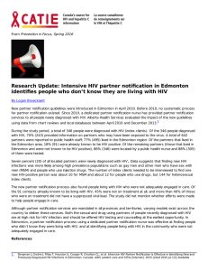 Research Update: Intensive HIV partner notification in Edmonton