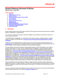 Oracle Platinum Services Policies