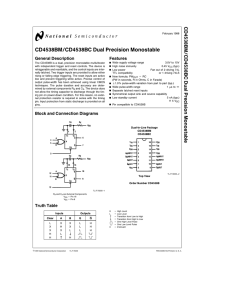 CD4538BM/CD4538BC Dual Precision Monostable