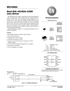 MC3488A Dual EIA−423/EIA−232D Line Driver