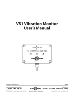 VS1 Vibration Monitor User`s Manual - Electro