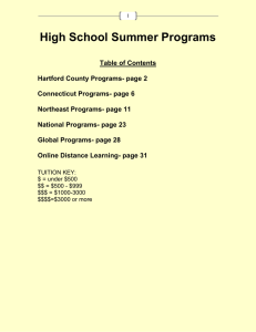 High School Summer Programs - West Hartford Public Schools