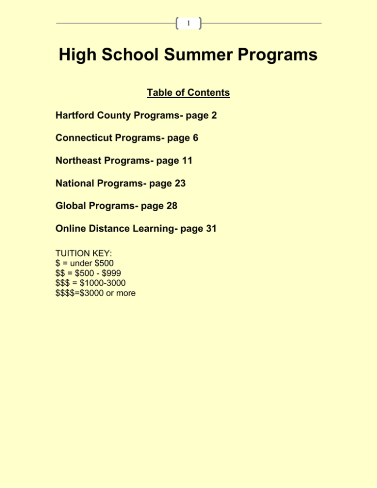 High School Summer Programs West Hartford Public Schools
