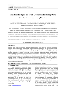 The Role of Fatigue and Work Overload in Predicting Work Situation