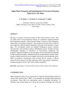 Sigma Phase Formation and Embrittlement of Cast Iron