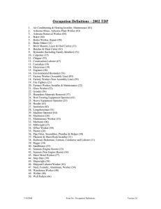 Occupation Definitions – 2002 TDP