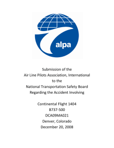 Submission of the Air Line Pilots Association, International to