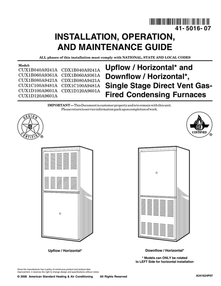 INSTALLATION, OPERATION, AND MAINTENANCE