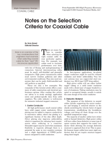 Notes on the Selection Criteria for Coaxial Cable