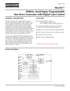 ML2037 500kHz, Serial Input, Programmable Sine Wave Generator