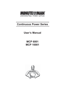 Continuous Power Series User`s Manual MCP