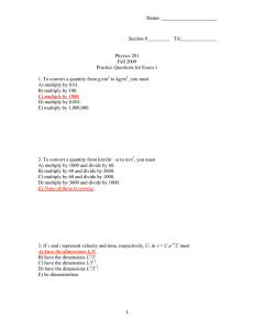 Solutions to Practice Questions for Exam 1