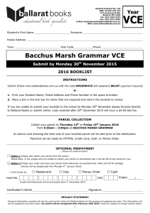 bmgsnr vce - Bacchus Marsh Grammar