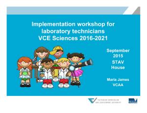 Implementation workshop for laboratory technicians VCE Sciences
