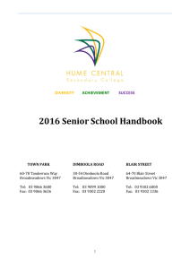 2016 Senior School Handbook - Hume Central Secondary College