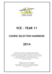 VCE – YEAR 11 2014