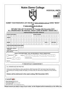 Notre Dame College VCE/VCAL UNITS 1