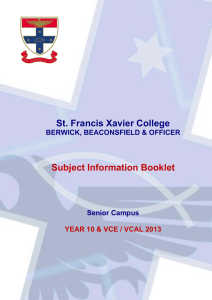 Year 10 VCE Subject Information Booklet 2013