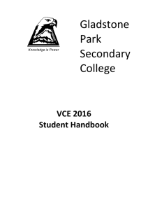 VCE Handbook 2016 - Gladstone Park Secondary College