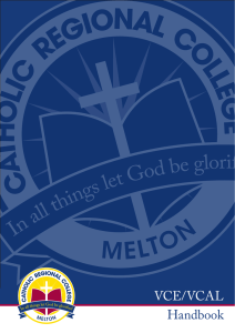 VCE/VCAL Handbook - Catholic Regional College Melton