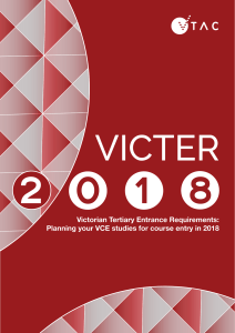 Victorian Tertiary Entrance Requirements: Planning your VCE