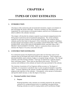 Types of Cost Estimates - DOE Directives, Delegations, and