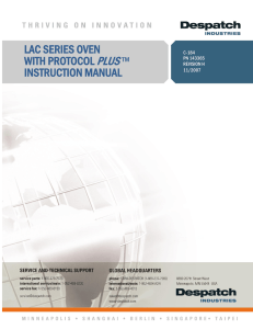 LAC SERIES OVEN WITH PROTOCOL PLUS ™ INSTRUCTION