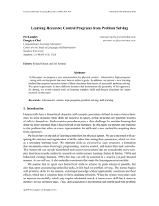 Learning Recursive Control Programs from Problem Solving