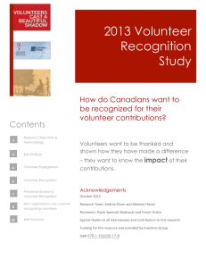 2013 Volunteer Recognition Study