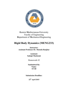 Rigid Body Dynamics (MENG233) - Department of Mechanical
