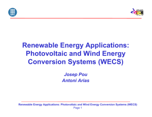 Renewable Energy Applications: Photovoltaic and Wind Energy